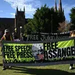 Rally in Sydney, Australia, demanding freedom for Julian Assange, May 24, 2023. Photo: Steven Saphore/Anadolu Agency via Getty Images.
