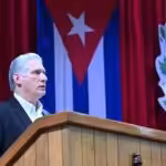 Miguel Mario Díaz-Canel Bermúdez, First Secretary of the Central Committee of the Cuban Communist Party and President of the Republic of Cuba, at the closing of the Second Ordinary Session of the National Assembly of People's Power, held in the Convention Palace, on December 22, 2023. Photo: X/@clashreport/file photo.