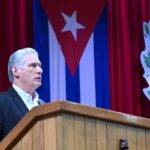 Miguel Mario Díaz-Canel Bermúdez, First Secretary of the Central Committee of the Cuban Communist Party and President of the Republic of Cuba, at the closing of the Second Ordinary Session of the National Assembly of People's Power, held in the Convention Palace, on December 22, 2023. Photo: X/@clashreport.