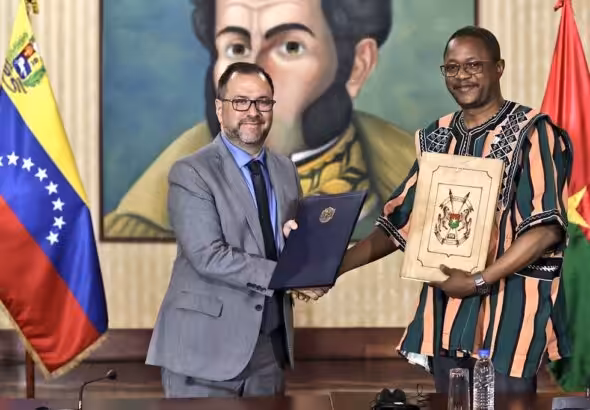 Featured image: Burkina Faso's Foreign Minister Jean-Marie Traoré shaking hands with Venezuela's Foreign Minister Yvan Gil at the Casa Amarilla, Caracas, on Wednesday, February 7, 2024. Photo: X/@YvanGil.