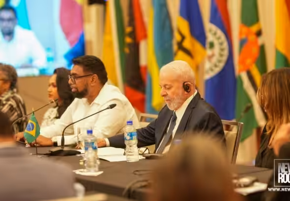 The president of Brazil, Luiz Inácio Lula da Silva, addressing CARICOM's heads of government during the 46th Summit, held in Georgetown, Guyana, on February 26, 2024. Photo: News Room.