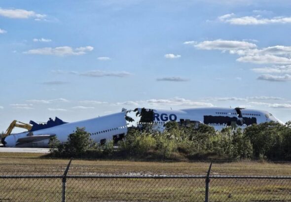 Venezuelan Boeing 747 cargo jet belonging to Venezuela's state-owned EMTRASUR destroyed at a Florida airport. Photo: X/@AecioEscalante.