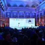 Deputy head of the Russia's Security Council and chairman of the United Russia political party, Dmitry Medvedev speaks at the Forum of Supporters of the Struggle Against Modern Practices of Neocolonialism. Photo: United World International.