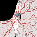 Artistic drawing of Palestine and Al-Aqsa Mosque connected by arteries to the Arab world. Photo: Mohammad Nouhad Alameddine/Al-Akhbar.