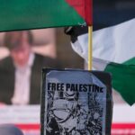 Pro-Palestine demonstration outside the headquarters of the International Court of Justice in The Hague, Netherlands, January 26, 2024. Photo: AP.