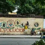 A mural in Cuba with the words "Revolution forever." Photo: Guille Álvarez.