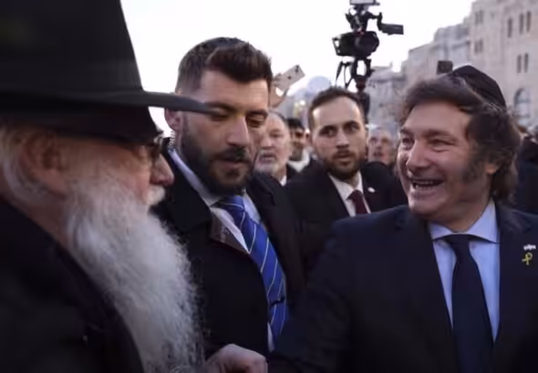 Javier Milei, Argentina’s right-wing, pro-Israel president is currently on a trip to the occupied territories. Photo: AFP.