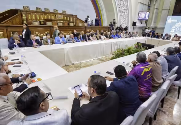 Broad dialogue table opened on Monday, February 5, by Venezuelan National Assembly President Jorge Rodríguez, with the participation of opposition parties, to define the electoral schedule for the 2024 presidential elections. Photo: Willmer Errades/Últimas Noticias.