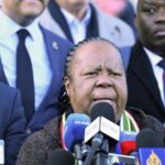 South African Foreign Minister Naledi Pandor speaks at a press briefing last week in Lahey, Netherlands. Photo: Dursun Aydemir/Anadolu via Getty Images.