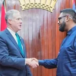 Deputy Assistant Secretary of Defense for the Western Hemisphere at the US Department of Defense Daniel Erikson meets Guyanese President Irfaan Ali in Georgetown, Guyana on January 8, 2024. Photo: Guyanese Presidency.