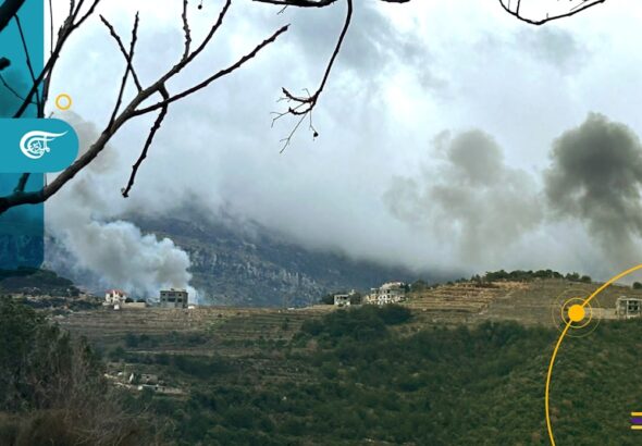 Smoke billows during Israeli shelling on the southern Lebanese village of Kfar Kila near the border with Israel on January 31, 2024. Photo: AFP.