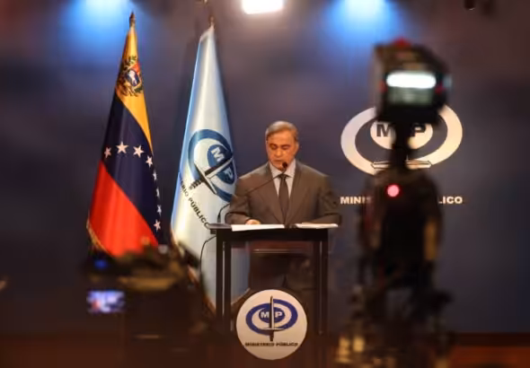 Venezuelan Attorney General Tarek William Saab during a press conference in Caracas on Wednesday, February 14, 2024. Photo: Public Ministry of Venezuela.