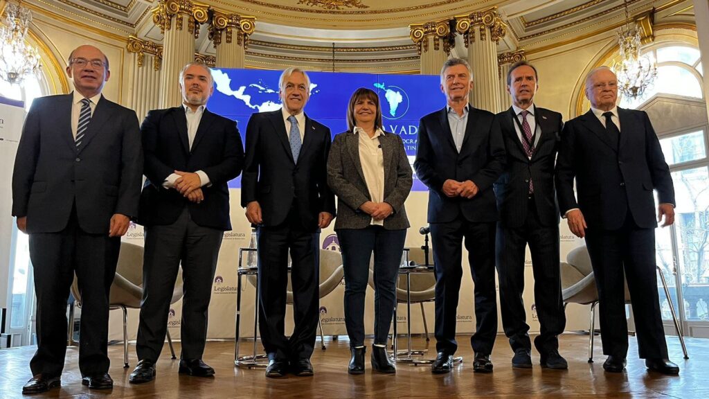 Group photo of the Liberty and Democracy Group, formed by extreme-right Latin American politicians, during its 2nd International Summit in Buenos Aires, Argentina, December 22, 2023. Photo: Grupo Libertad y Democracia.