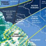 Map showing the natural projection of Venezuelan territorial waters, not including the disputed Essequibo territory, detailing how Guyana has given oil concessions on them. Photo: File photo.