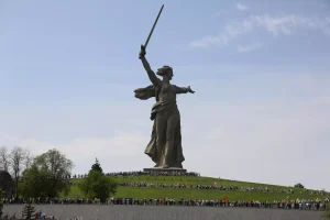 Monument of Motherland Calls in Mamayev Kurgan memorial complex in Volgograd. Photo: AP/Dmitriy Rogulin.