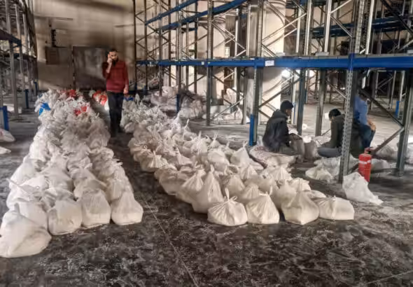 Aid arrives at UNRWA facility in Jabalia, northern Gaza, march 17, 2024. Photo: Ashraf Amra/APA images.