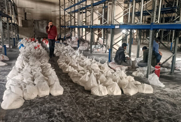 Aid arrives at UNRWA facility in Jabalia, northern Gaza, march 17, 2024. Photo: Ashraf Amra/APA images.