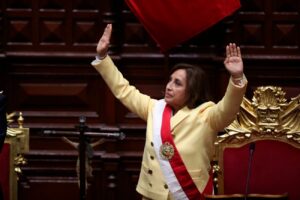 Peru's de-facto ruler, Dina Boluarte, the day the Parliament consolidated the coup d'etat against President Pedro Castillo. Photo: Guadalupe Pardo/AP.