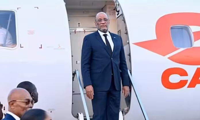 De facto Haitian Prime Minister Ariel Henry after landing on Mar. 5 in San Juan, Puerto Rico. He has been unable for the past five days to return to Haiti, or even the island of Hispaniola. Phtoto: Haití Liberté/File photo.