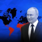 Russian President, Vladimir Putin (in front) and the world map (in the background). Photo: Hady Dbouq/Al Mayadeen.