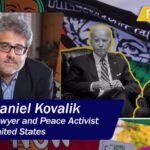 Compilation image with Daniel Kovalik (Left), Joe Biden (Center) and Benjamin Netanyahu (Right), over a backdrop with the Palestinian flag. Photo: PressTV.