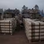 Israeli soldiers from the artillery unit store tank shells in a staging area in the Gaza envelope in southern occupied Palestine. January 1, 2024. Photo: AP.