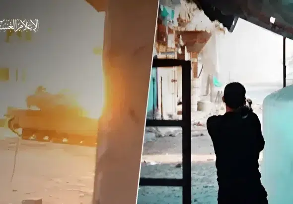 A Palestinian al-Qassam Brigades fighter amid confrontations al-Shifa Medical Complex. Photo: Hamas Military Media.