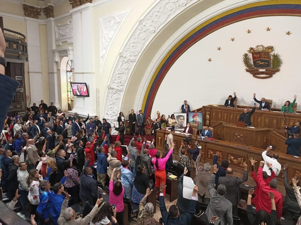 Venezuela's National Assembly session during the voting on the Guyana Esequiba Defense Law on Thursday, March 21, 2024. Photo: X/@Asamblea_Ven.