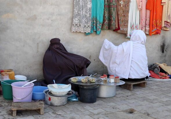 Sellers at the Kandahar women's market in Kandahar, Afghanistan. Photo: ANSA/File photo.