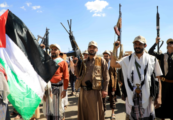 Ansarallah members march in Sana'a, Yemen, in support of Palestine, March 7, 2024. Photo: AFP.