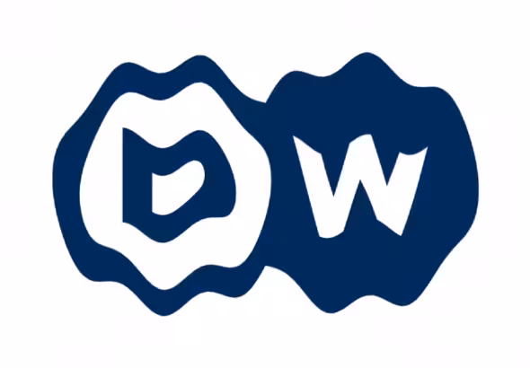Distorted logo of the German propaganda outlet Deutsche Welle (DW). Photo: Straturka/File photo.