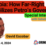 Poster of Orinoco Tribune's interview with Colombian journalist and documentarian David Escobar. Photo: Orinoco Tribune.