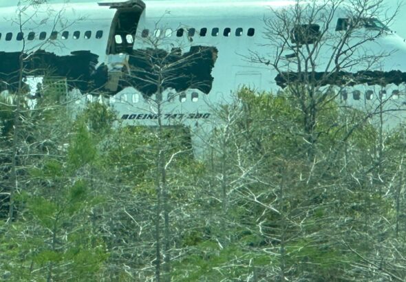A view of the destroyed Venezuelan EMTRASUR Boeing 747-300M aircraft, hijacked and disassembled by the US government. Photo: X/@NicolasMaduro.