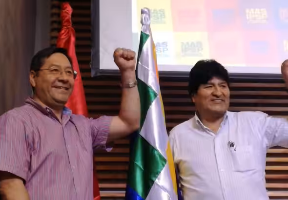 Bolivian President Luis Arce (left) with former President Evo Morales (right). Photo: Ana Delicado Palacios/Sputnik/file photo.