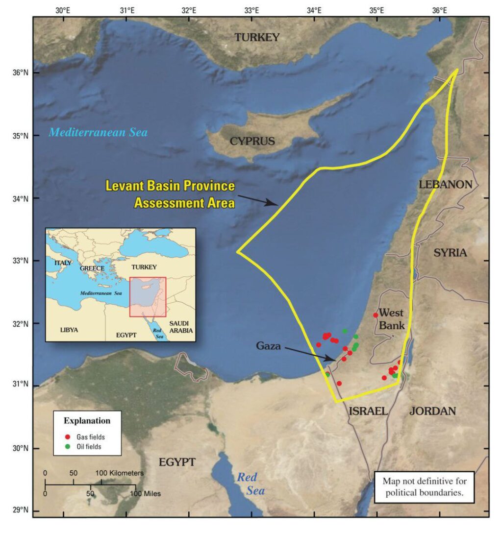 Map of the Levant Basin Province in the Eastern Mediterranean. Photo: Mark Taliano/File photo.