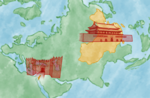 Map of the Asian continent showing China and Palestine. Photo: Qiao Continent.