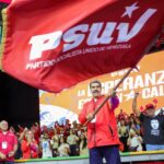 Venezuelan President Nicolás Maduro waves the PSUV flag during the 5th PSUV Congress where he was proclaimed as the party's presidential candidate for the 2024 presidential elections. Photo: X/@NicolasMaduro.