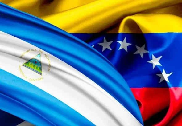 Flags of Nicaragua and Venezuela. File photo.