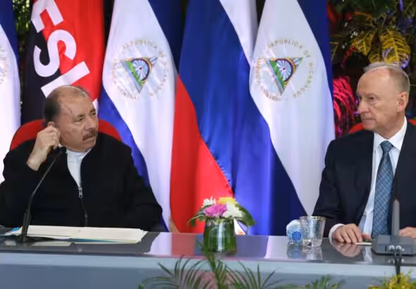 Russian Security Council Secretary Nikolai Patrushev (right) and Nicaraguan President Daniel Ortega (left) at the security cooperation meeting in Managua, Nicaragua, February 27, 2024. Photo: Presidential Press of Nicaragua.