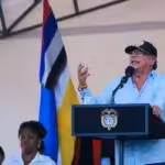 The president of Colombia, Gustavo Petro, speaks at a meeting with indigenous leaders, where he proposed constitutional reforms. Photo: @infopresidencia.