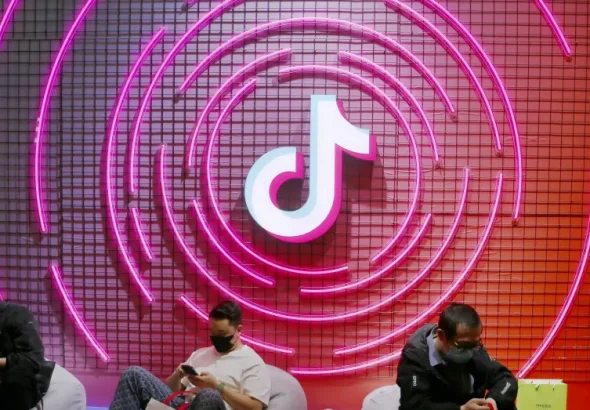 Visitors at TikTok’s stand in the Appliance & Electronics World Expo (AWE) in Shanghai, China, April 27, 2023. Photo: CostFoto/Nurphoto/Getty Images.