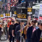 SAG-AFTRA members supporting WGA writers on the picket line in New York City. Photo: SAG-AFTRA/Twitter.