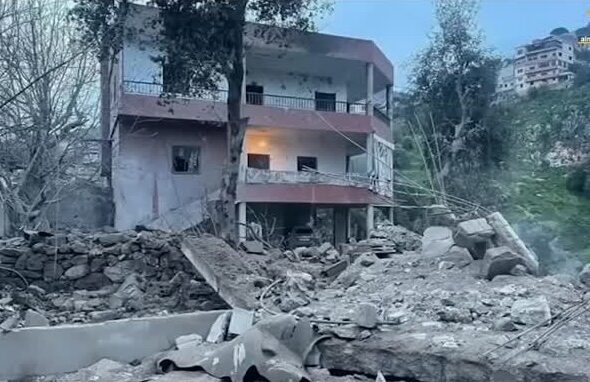 A building in Lebanon destroyed by Israeli strikes. Photo: Al Manar.