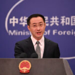 Chinese Foreign Affairs Ministry spokesperson Lin Jian during the daily press conference on Friday, March 29, 2024. Photo: Johannes Neudecker/Picture Alliance via Getty Images.
