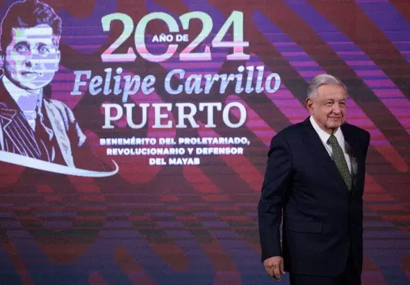 Mexican President Andrés Manuel López Obrador during his morning press conference on Friday, April 5, 2024. Photo: Mexican government.