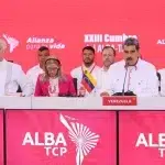 Venezuelan President Nicolás Maduro (right) and his Cuban counterpart Miguel Díaz-Canel (left) chairing the 23th ALBA-TCP Summit in Caracas on Wednesday, April 24, 2024. Photo: X/@ViceVenezuela.