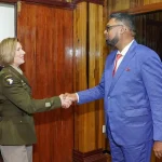 US Army General Laura Richardson, chief of the US Southern Command meets Guyanese President Irfaan Ali, August 2022. Photo: Presidential Office of Guyaan/File photo.