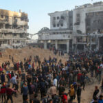Palestinians inspect the damage at Gaza's al-Shifa hospital after the Israeli military withdrew from the complex housing the hospital on April 1, 2024. Photo: AFP