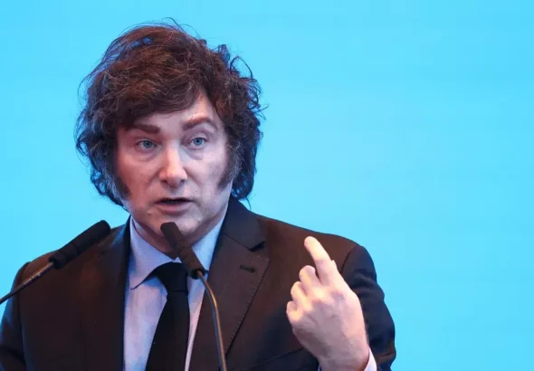 Argentine President Javier Milei, during a business event. Photo: Diario Público.