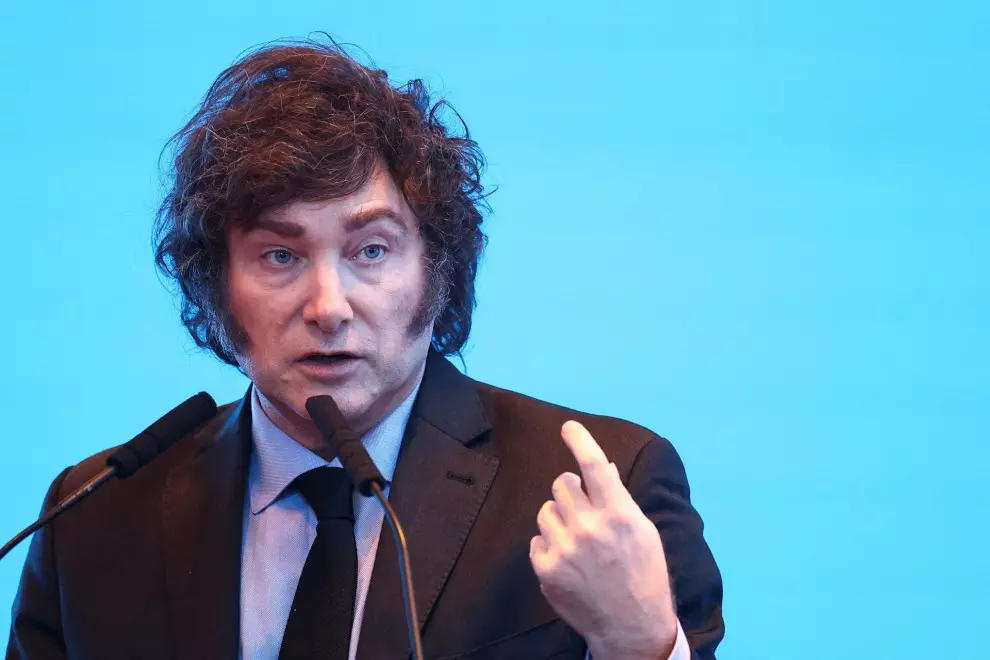 Argentine President Javier Milei, during a business event. Photo: Diario PĂşblico.